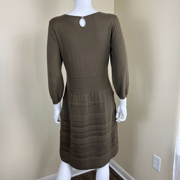 Sundance Women's Size M Sculptured Delight Silk Cotton Sweater Midi Dress Ruffle - Picture 10 of 11